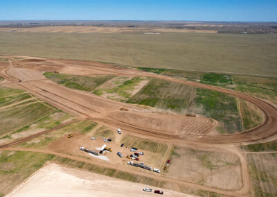 Aerial view of Thunder Plains Park racetrack progress in August 2024